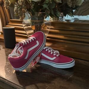 Vans Fuchsia and White Low-Top Sneakers - Juniors Size 6